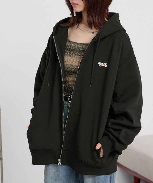 Penny's 狐狸刺繡超大拉鍊連帽外套 