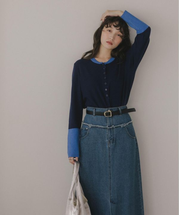 撞色排扣針織上衣 