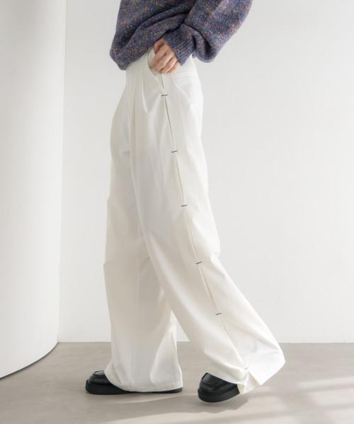 測縫線西裝寬褲 