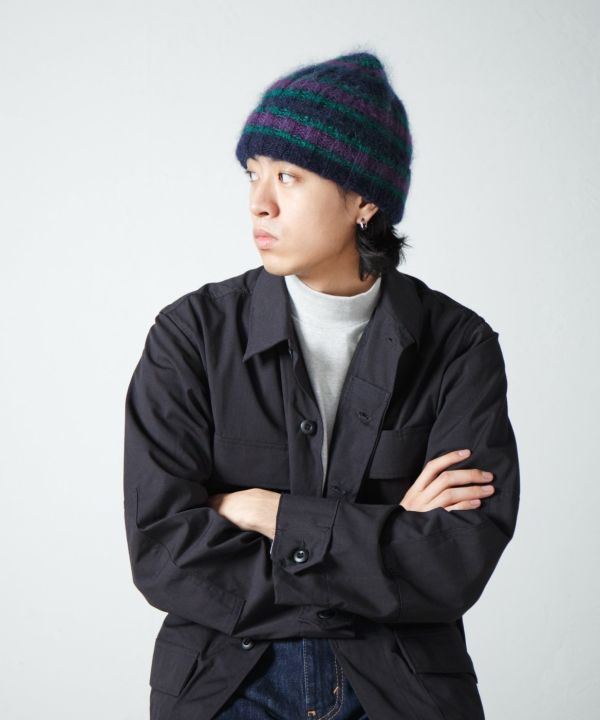 馬海毛條紋針織毛帽 Mohair Border Knit Cap 