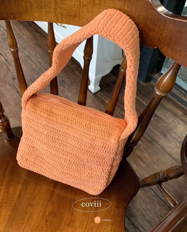 Coviii 泰國手工品牌 拉鍊鉤針單肩包 
