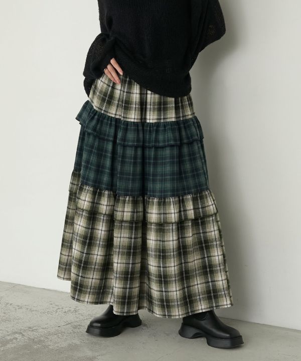 法蘭絨格紋蛋糕裙 