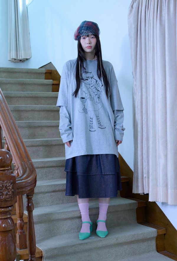 激推！Nice Ghost Club 假兩件寬鬆長T 