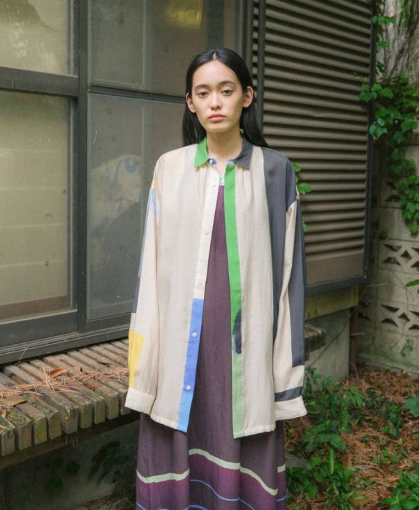 PAMM 透明感色塊襯衫 