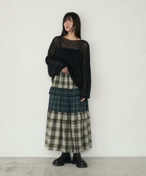 法蘭絨格紋蛋糕裙 