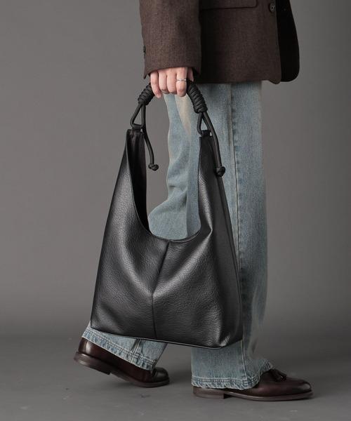 UNISEX 繩索手柄 皮革肩背包 