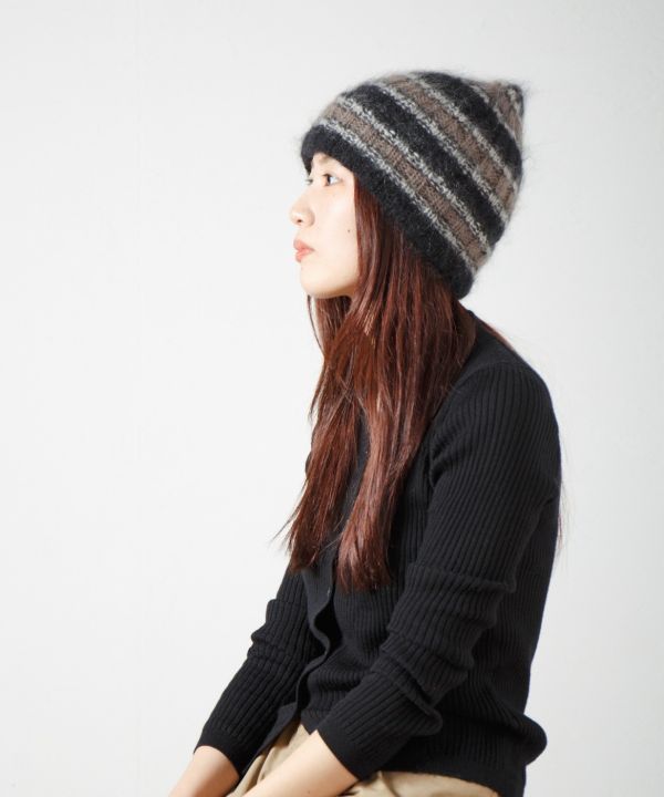 馬海毛條紋針織毛帽 Mohair Border Knit Cap 