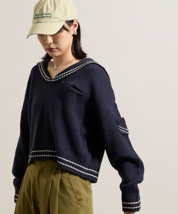 羊毛混紡水手針織衫 