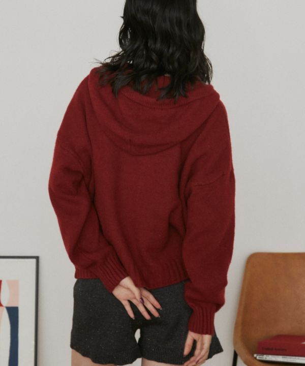 雙拉鍊針織連帽外套 