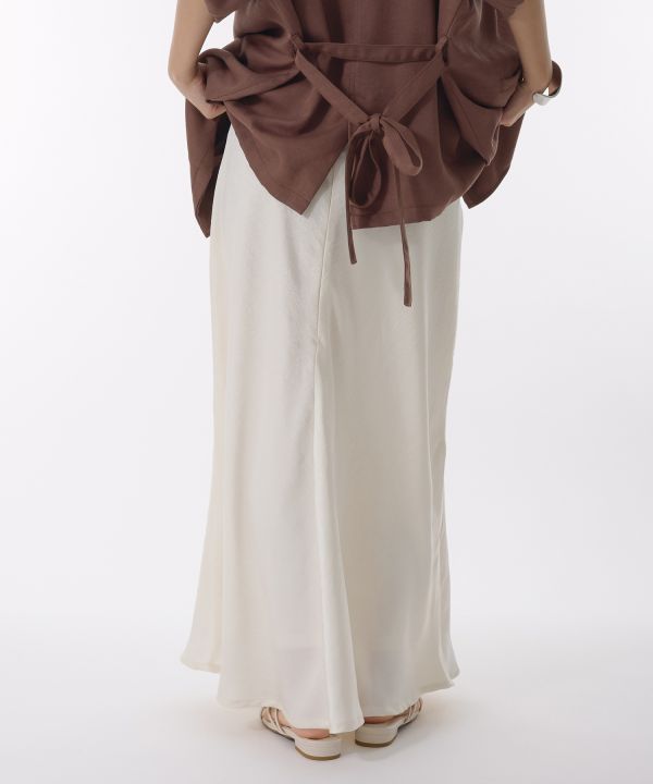 褶皺緞面長裙 