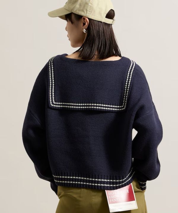 羊毛混紡水手針織衫 