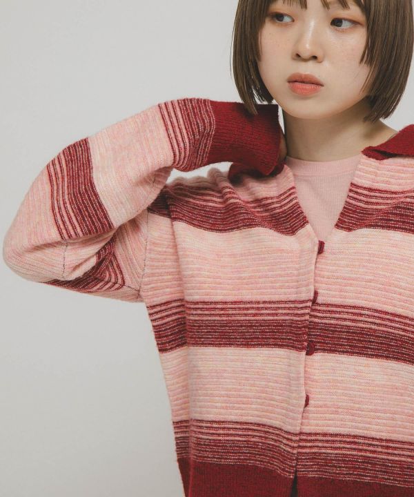 漸層條紋開襟衫 