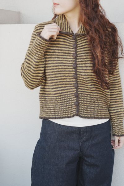 條紋Q彈針織外套 