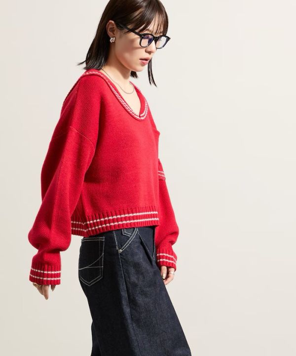 羊毛混紡水手針織衫 