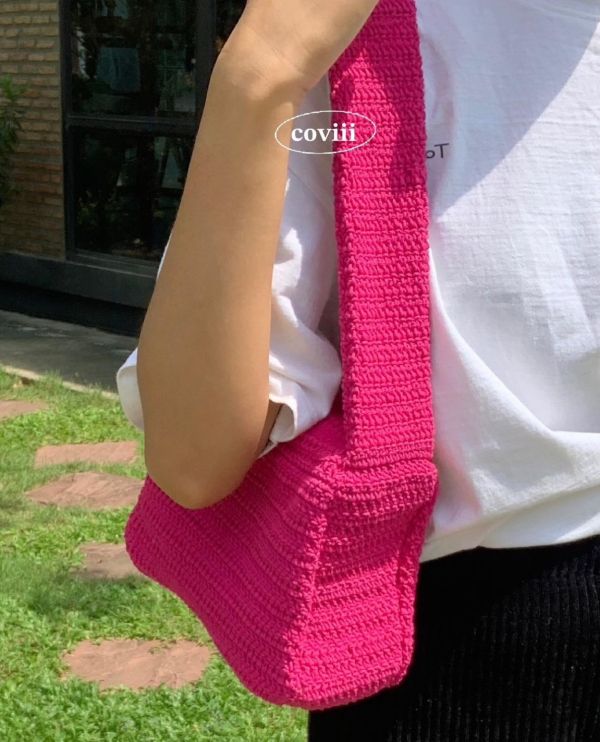Coviii 泰國手工品牌 拉鍊鉤針單肩包 