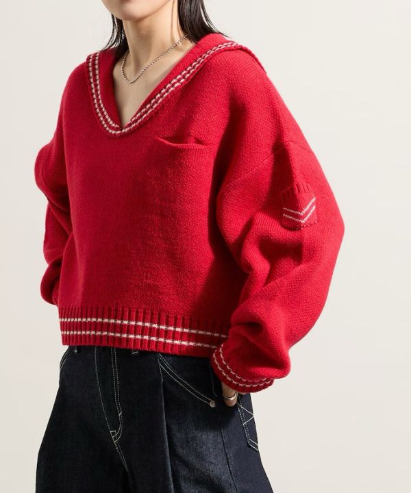 羊毛混紡水手針織衫 