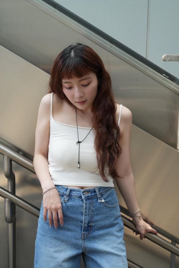 彈性細肩帶針織小背心 