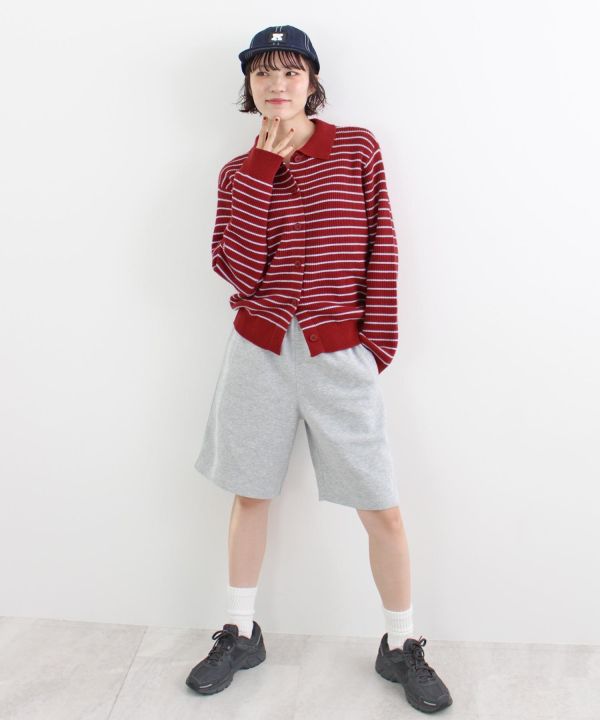 條紋排扣針織外套 