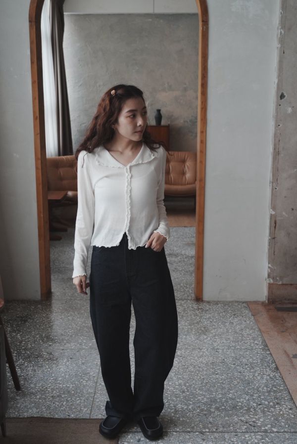 QQ捲邊彈性上衣 