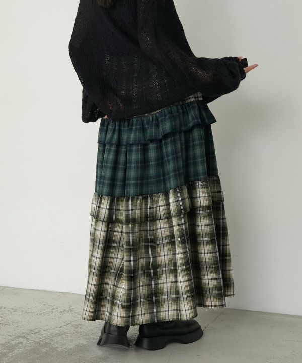 法蘭絨格紋蛋糕裙 