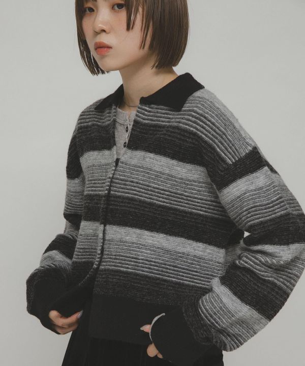 漸層條紋開襟衫 