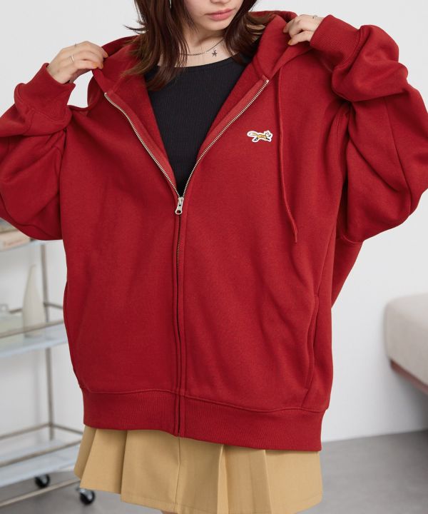 Penny's 狐狸刺繡超大拉鍊連帽外套 