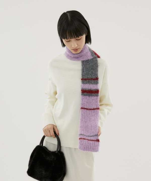 撞色針織圍巾 