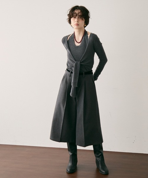 掛脖假兩件針織衫 