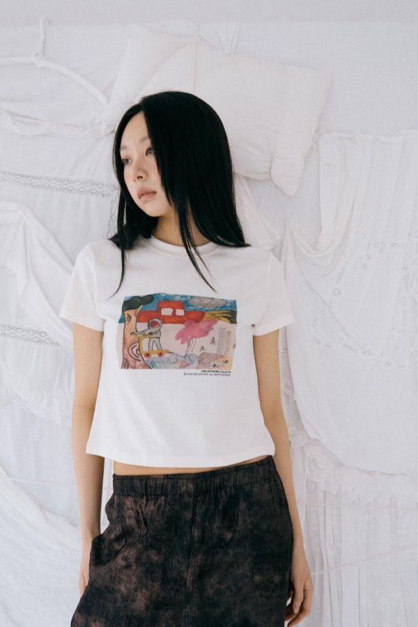 手繪插圖短版上衣 