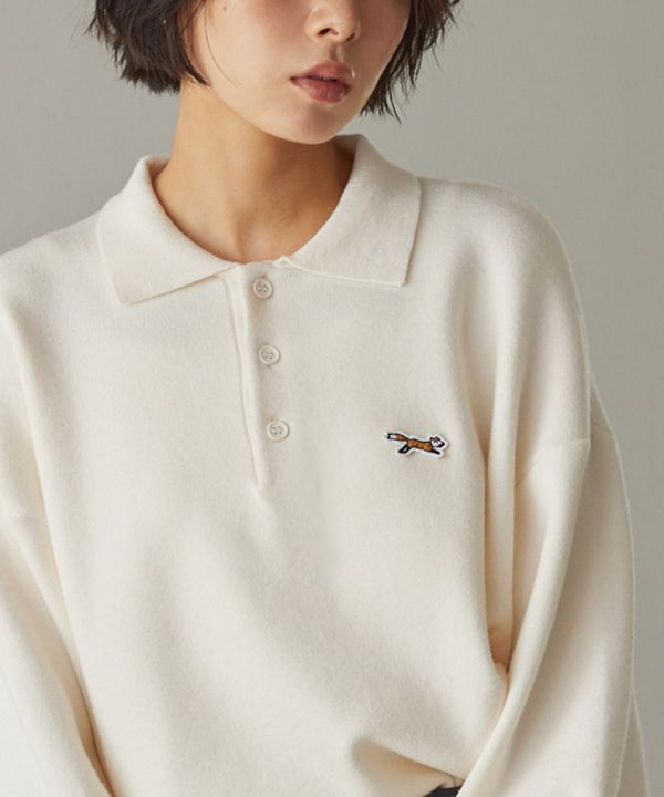 Penny's 狐狸刺繡透氣針織 Polo 衫 