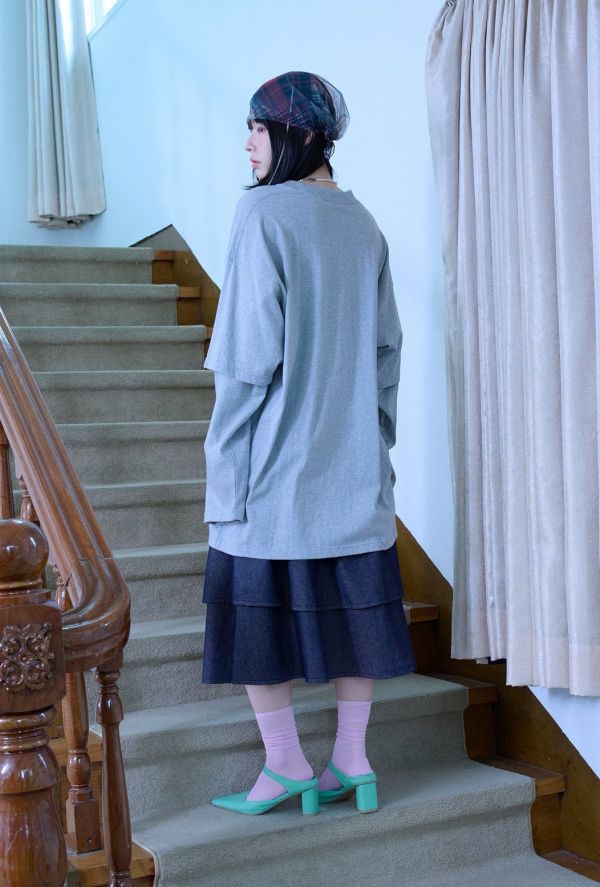 激推！Nice Ghost Club 假兩件寬鬆長T 