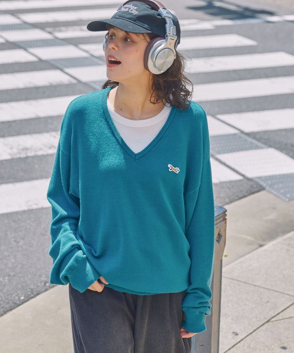 Penny's 狐狸刺繡 V 領針織套頭衫 