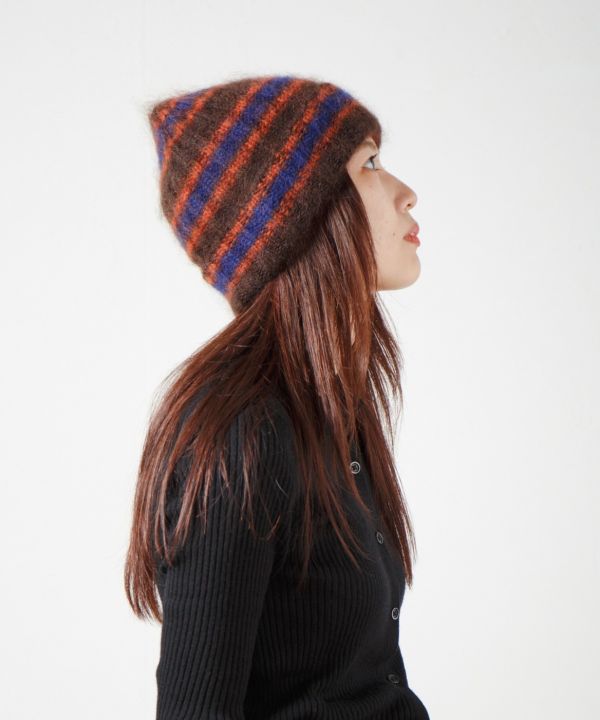 馬海毛條紋針織毛帽 Mohair Border Knit Cap 