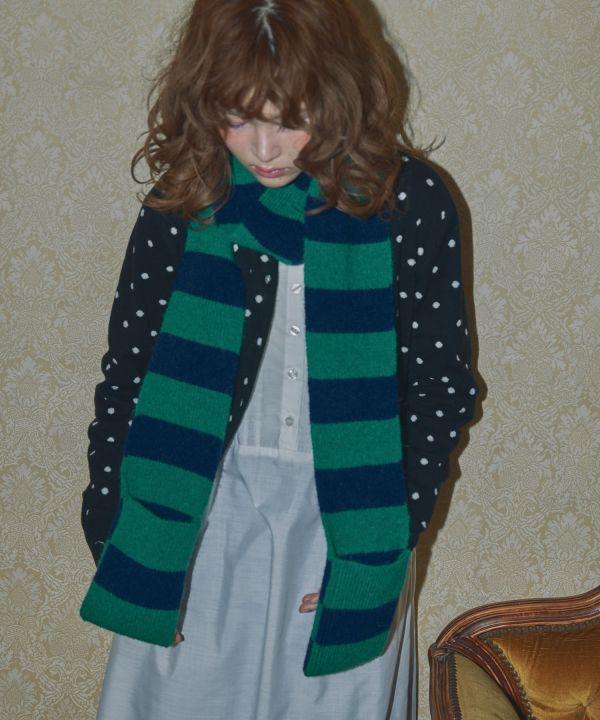 條紋口袋長圍巾 