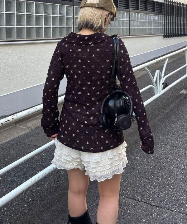 爆米花皺皺排釦上衣 