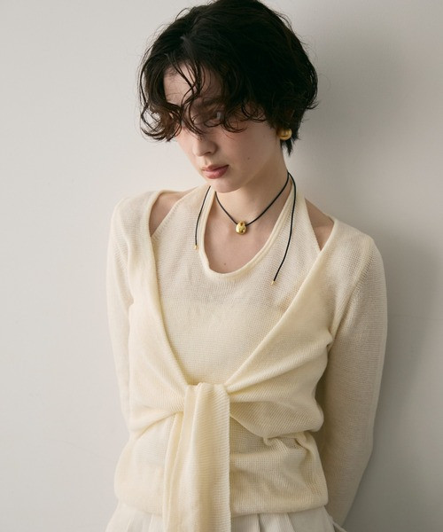 掛脖假兩件針織衫 