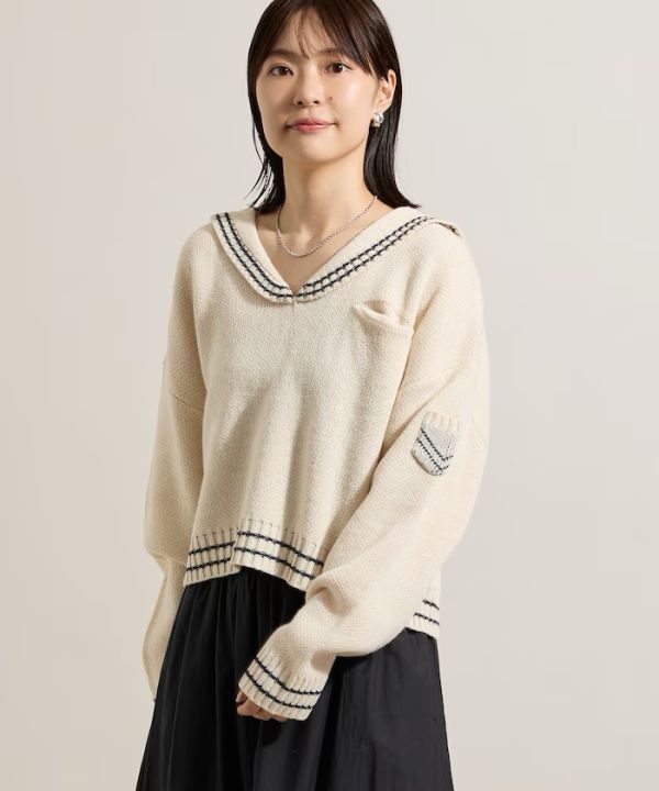 羊毛混紡水手針織衫 