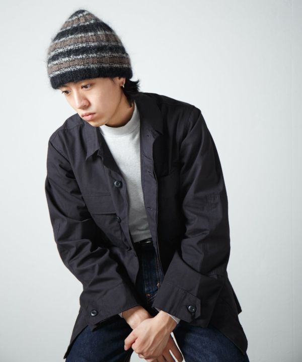 馬海毛條紋針織毛帽 Mohair Border Knit Cap 