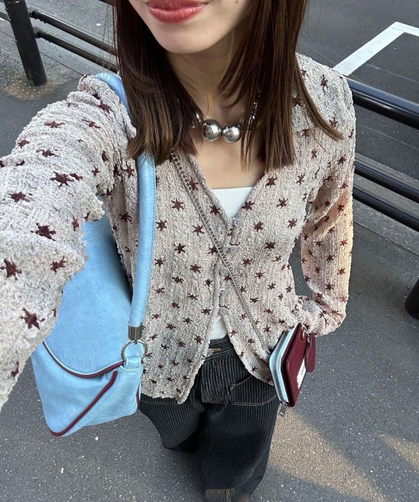 爆米花皺皺排釦上衣 