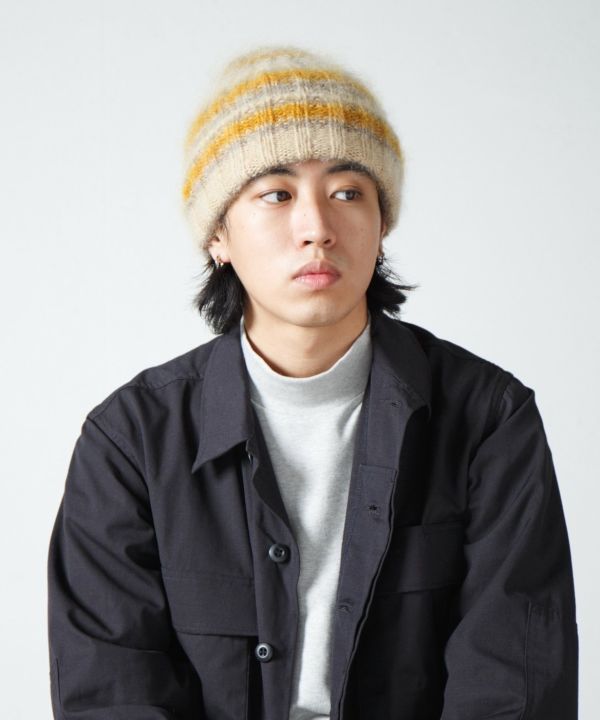 馬海毛條紋針織毛帽 Mohair Border Knit Cap 