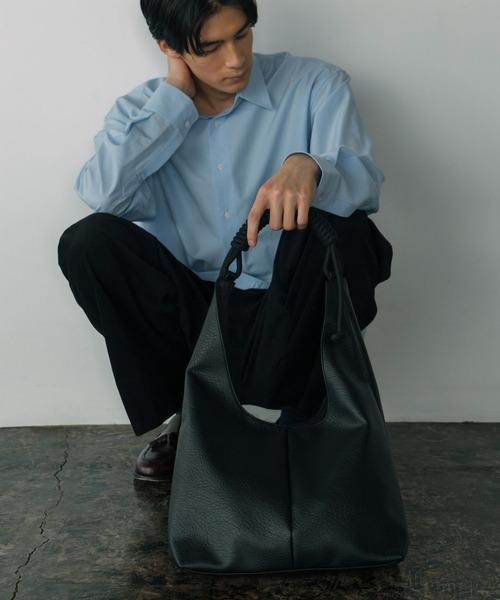 UNISEX 繩索手柄 皮革肩背包 
