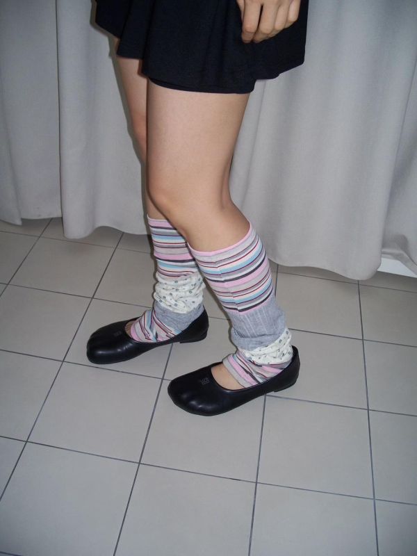 條紋小花撞色 2WAY 襪套 