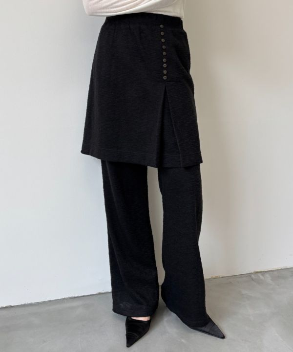 提花多釦及膝裙 