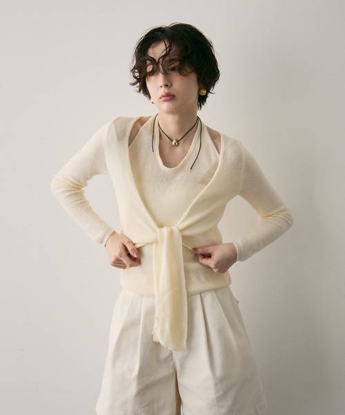 掛脖假兩件針織衫 