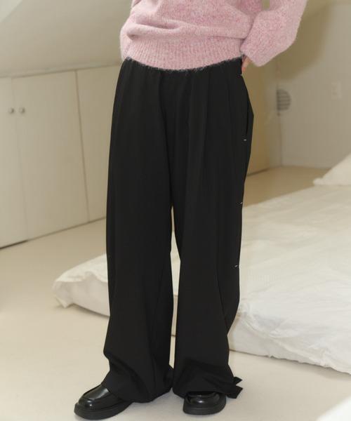 測縫線西裝寬褲 