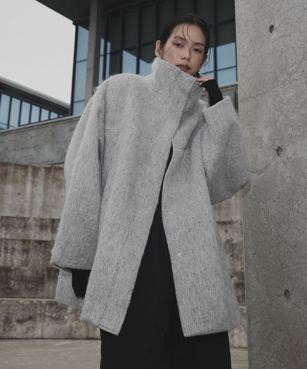 毛流感立領大衣 