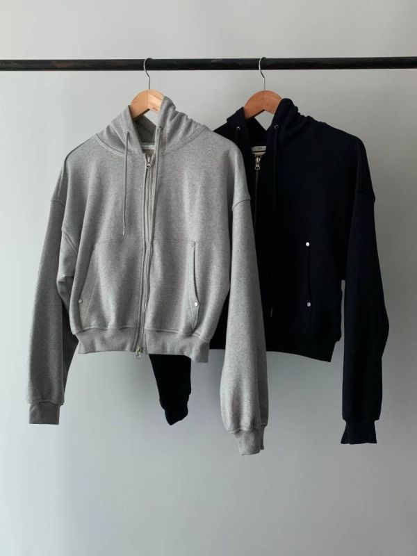 雙開拉鍊短版連帽外套 