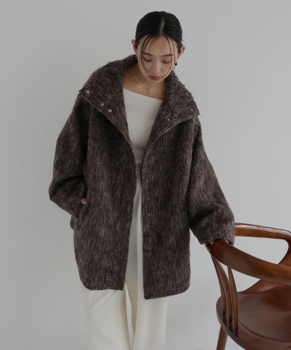 毛流感立領大衣 