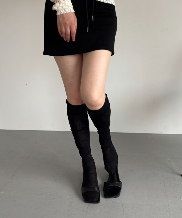 皺摺微透小腿襪 