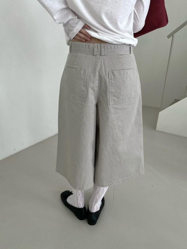 寬腰帶 7分褲 